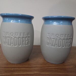 Tequila Cazadores Gray and Blue Ceramic Mugs